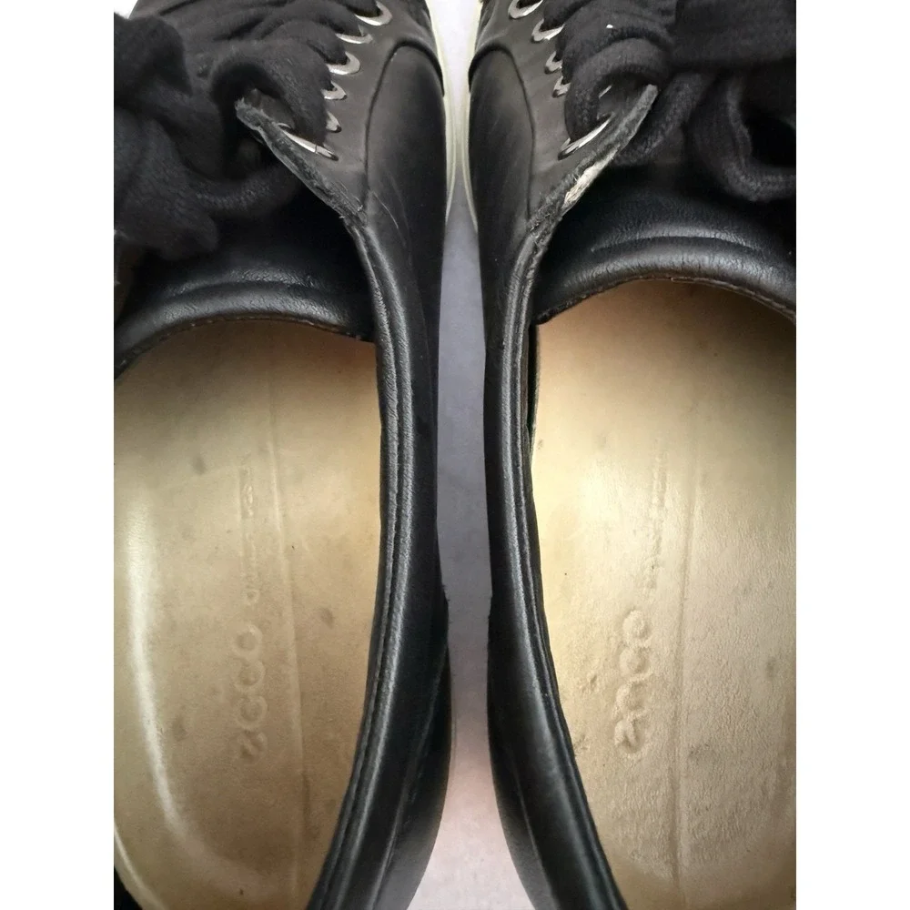 ECCO Black Leather Women's Soft 7 Comfort Casual Sneakers Round Toe EU 37 / US 6